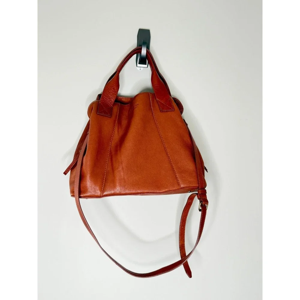 American Leather Co. Cognac Leather Convertible Crossbody Satchel Tote Bag - Picture 5 of 8